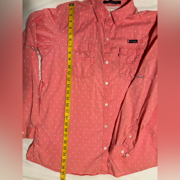Columbia PFG, Super Bonehead, pink & white polka dot fishing shirt, M - Picture 8 of 15